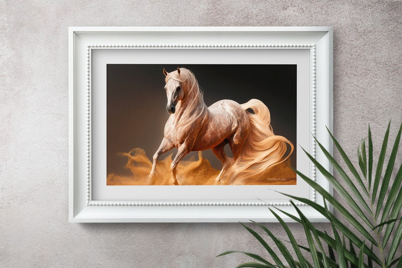 Horse Palomino Poster Gold Wall Decor Horse Artwork Living Etsy