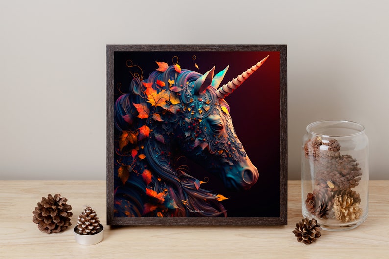 Unicorn Art Piece Fall Leaves Unicorn Poster Digital Download High unicorn-art-piece-fall-leaves-unicorn-poster-digital-download-high