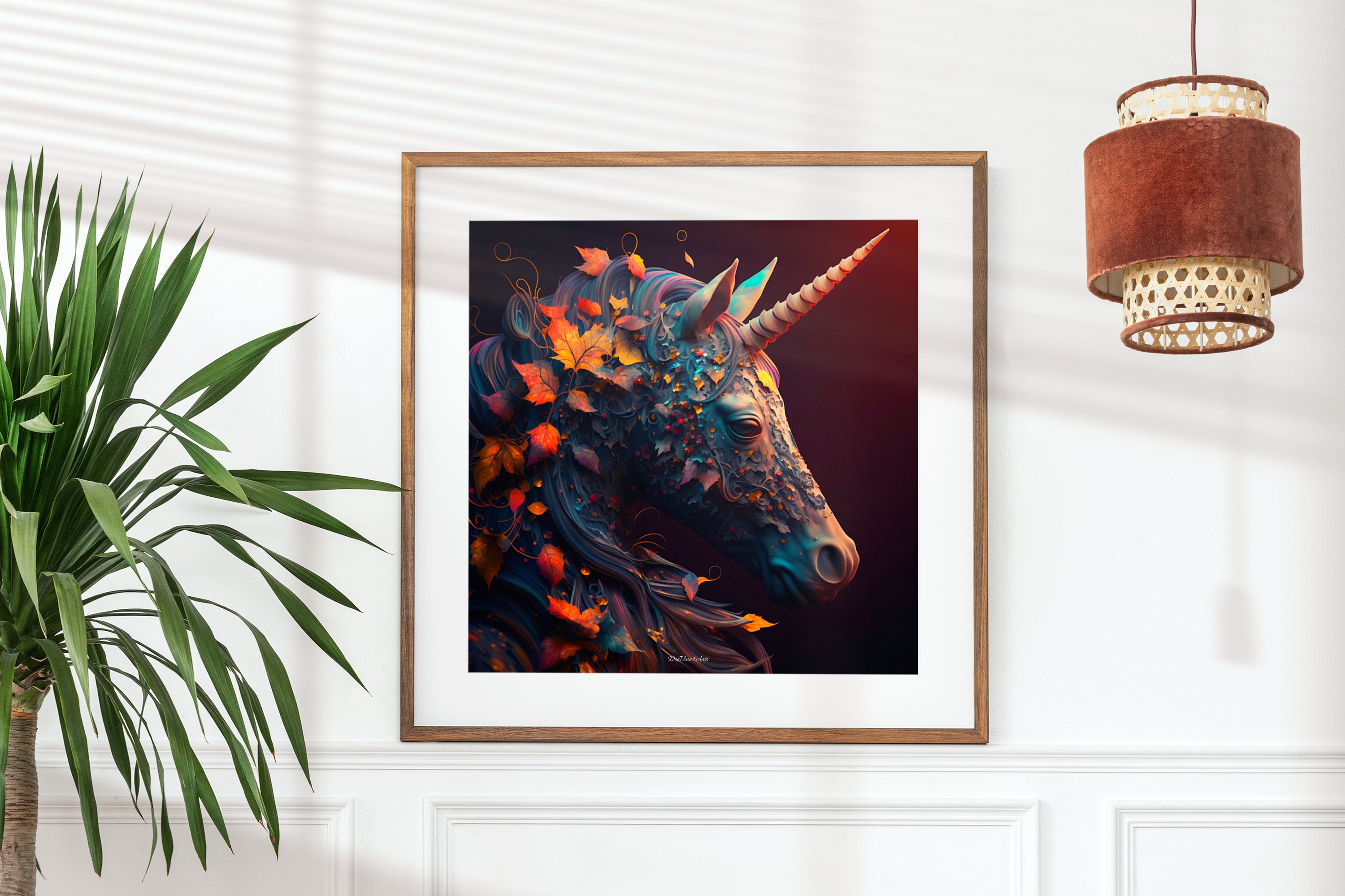 Unicorn Art Piece Fall Leaves Unicorn Poster Digital Download High unicorn-art-piece-fall-leaves-unicorn-poster-digital-download-high
