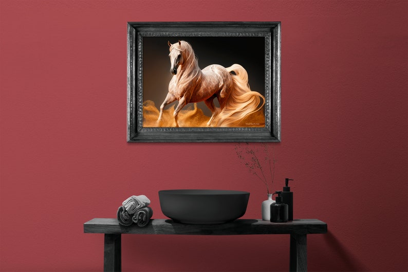Horse Palomino Poster Gold Wall Decor Horse Artwork Living Etsy