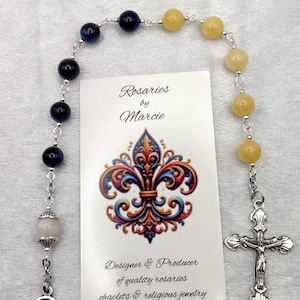 Czech Glass Saint Michael Chaplet: Tiger Eye, Citrine, Flared Crucifix