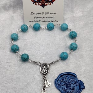 10 VIRTUES CHAPLET - Turquoise Gemstone Chaplet of the Ten Evangelical Virtues of the Blessed Virgin Mary or Ten Virtues of Mary Chaplet