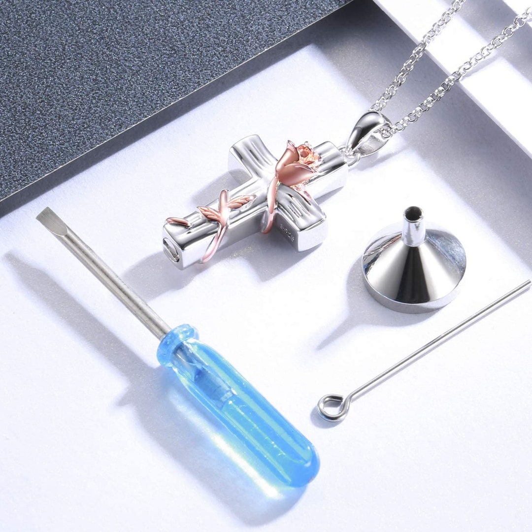 Sterling Silver Cremation Jewelry Cross Urn Necklace for Etsy