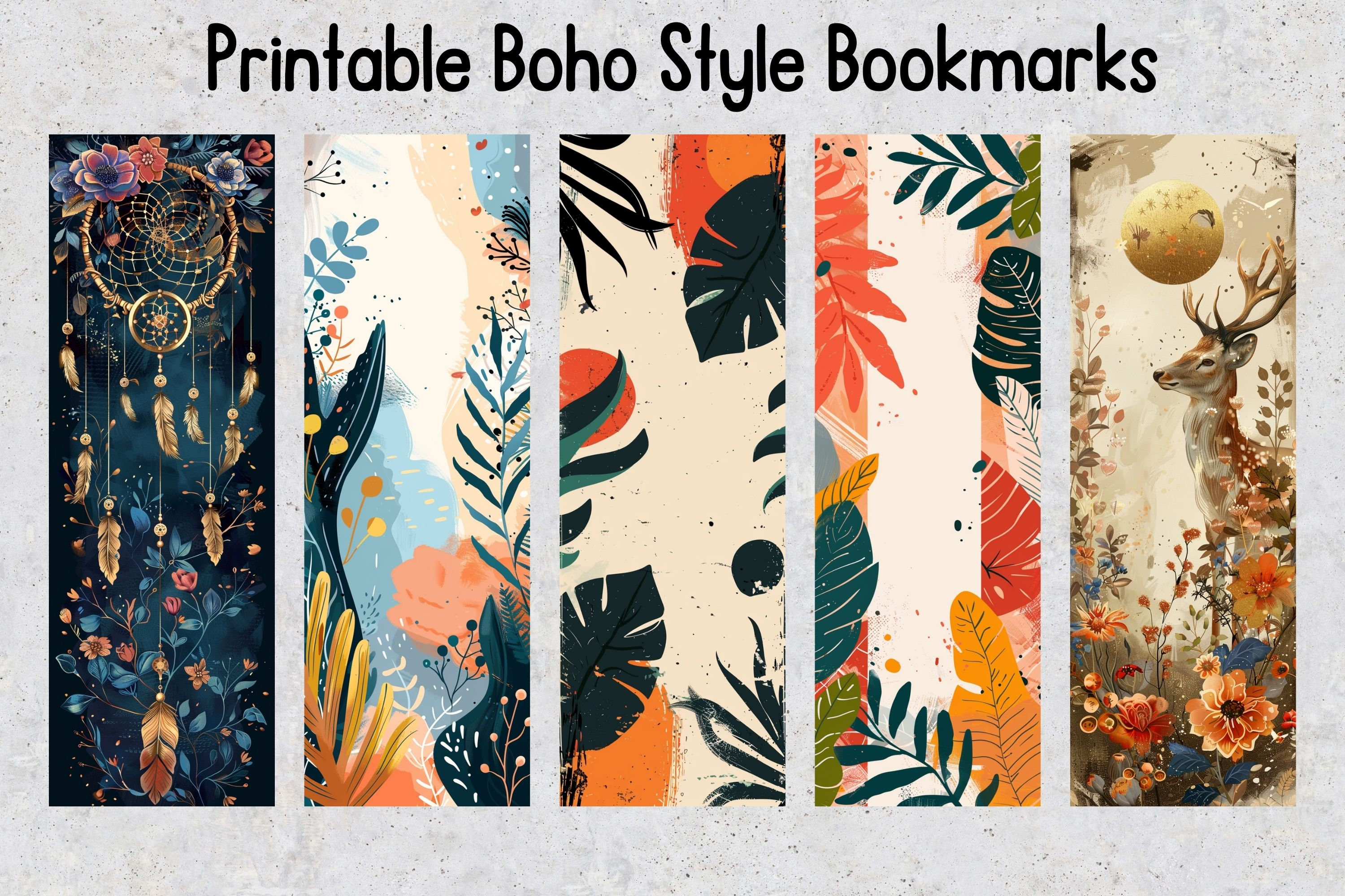 50 Boho Style Printable Bookmarks, Boho Digital Download Bookmark ...