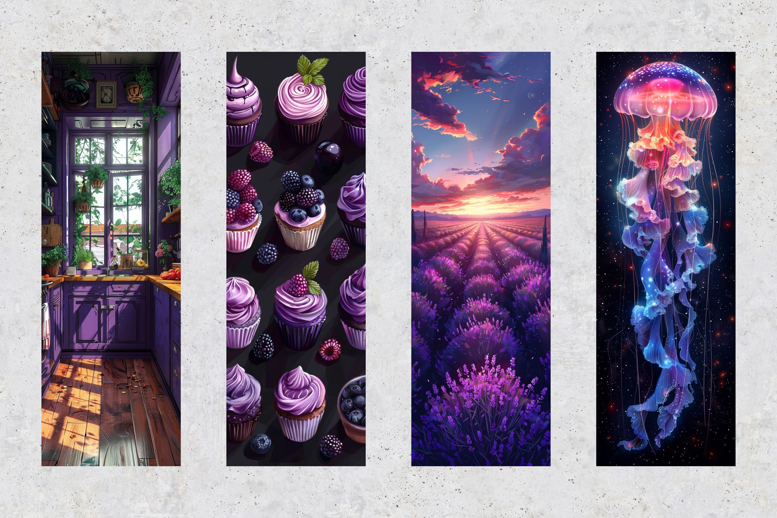 Purple Bookmark Example 50 Total Purple Printable Bookmarks, Purple Digital Download Bookmark ...