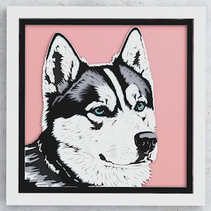 Husky Shadow Box, SVG Layered design for Cricut Silhouette and other cutting machines, 3D layered Husky Cricut Shadow box SVG, Husky vector