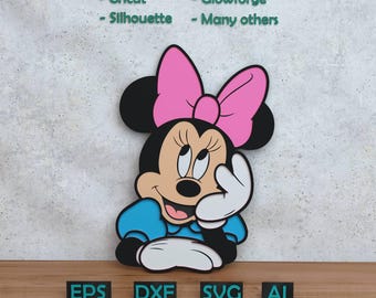 Cartoon Mouse Layered Design for Laser And Paper Cutting, Cartoon Mouse SVG DXF for Cricut & Silhouette X-Tool Glowforge, Shadow box design