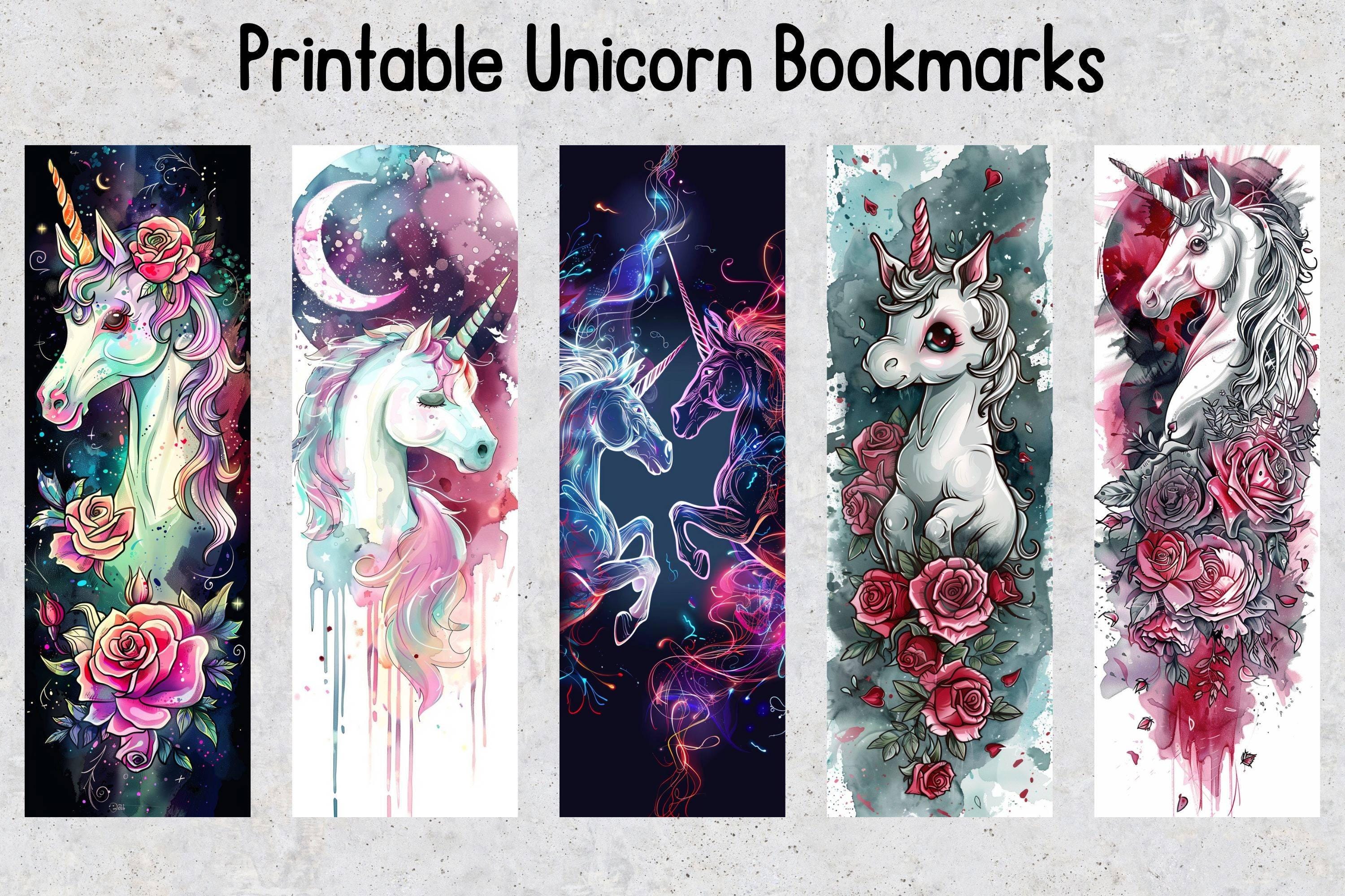 50 Unicorn Printable Bookmarks, Unicorn Digital Bookmark Sheets ...