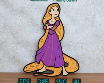 Cartoon Princess Layered Design for Laser And Paper Cutting, Cartoon Princess SVG DXF for Cricut & Silhouette Glowforge Shadow box