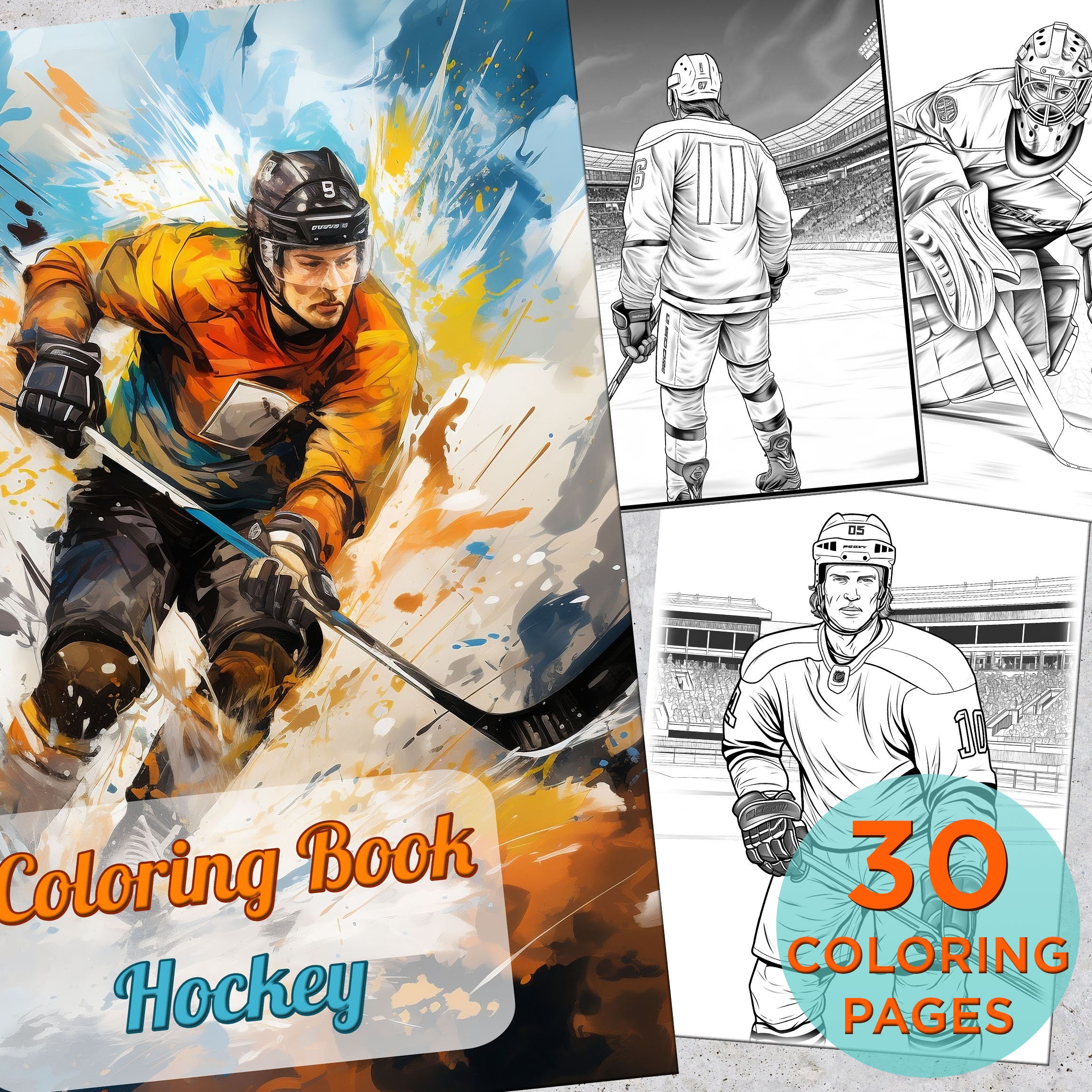 Hockey Coloring Books for Boys Ages 8-12: Cool Sports Coloring Book for Boys / Perfect Gift for Kids Who Loves Sports and Ice Hockey / Super Fun & Easy Designs for Children [Book]