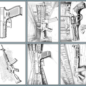 30 Top Gun Coloring Pages, Printable Automatic Gun Rifle Pistol