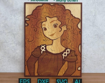 Cartoon Princess Layered Design for Laser And Paper Cutting, Cartoon Princess SVG DXF for Cricut & Silhouette Glowforge Shadow box
