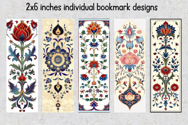 50 Oriental Pattern Printable Bookmarks, Arabic Digital Bookmark Sheets ...
