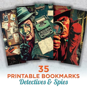 35 Detectives &amp; Spies Printable Bookmarks, Digital Download Bookmark ...