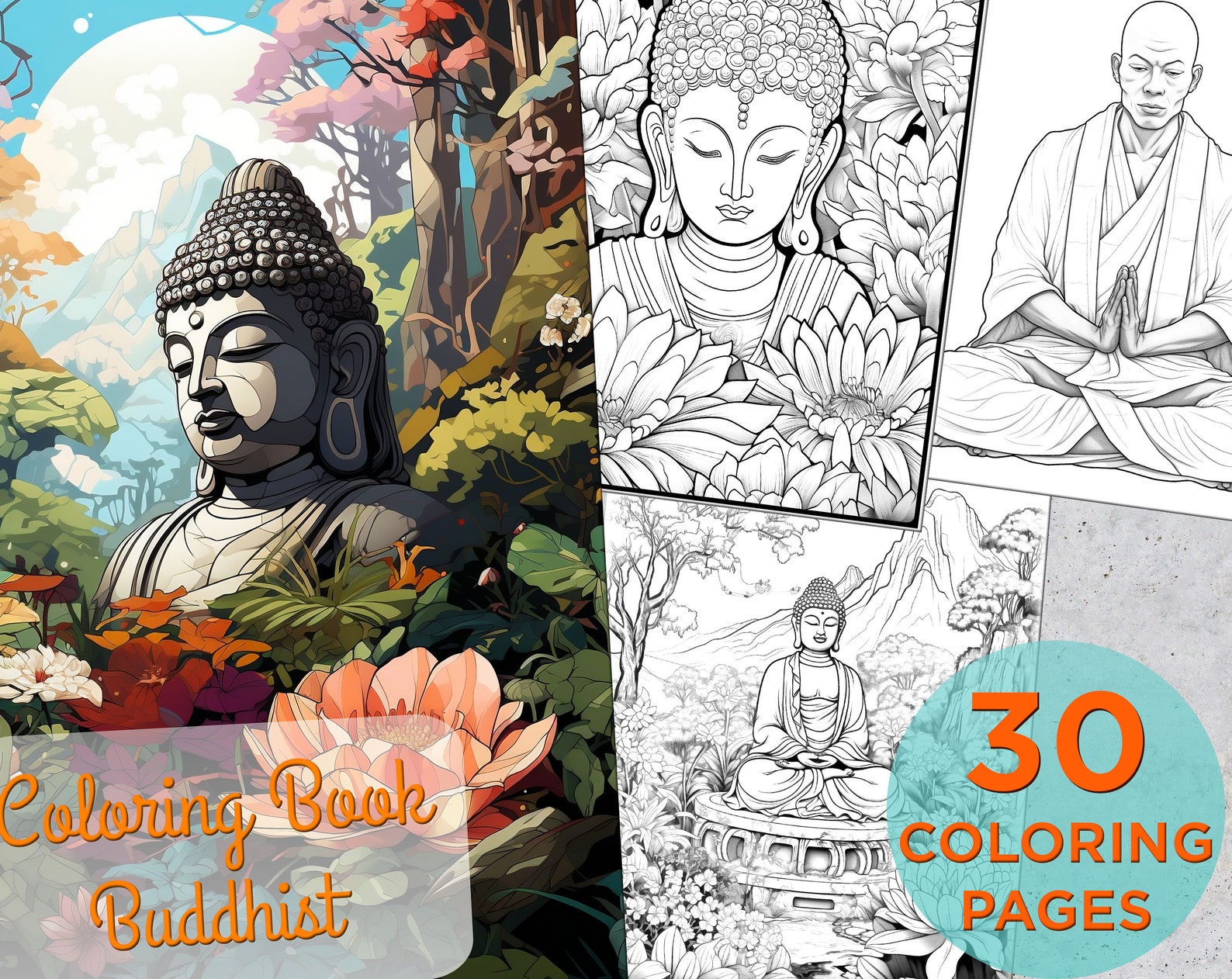 buddhist coloring pages from etsy artists