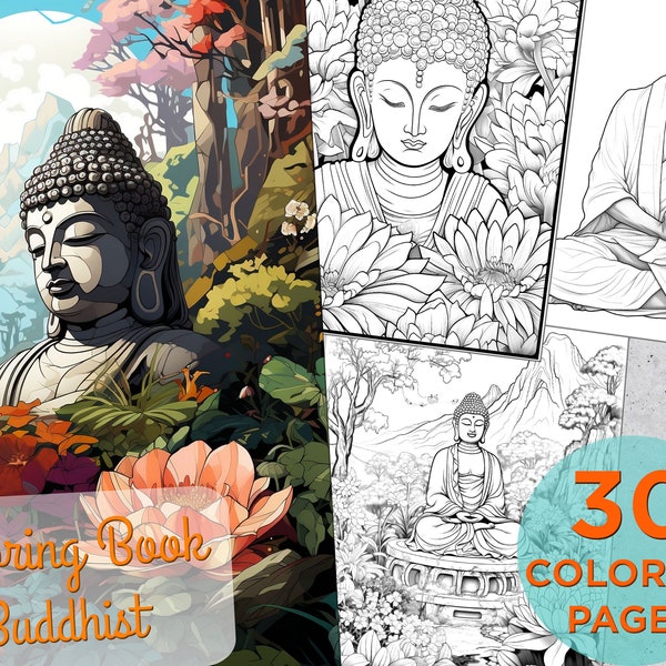 30 Buddhist Coloring Pages, Adults Printable Coloring Page Buddhism Religion, Buddhism Religion Drawings Coloring pages book