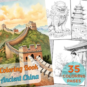 35 Ancient China Coloring Pages, Adults Printable Coloring Page with Chinese arts, Ancient China Drawings Coloring pages book