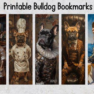 50 Stylish Bulldogs Printable Bookmarks, French Bulldog Digital ...