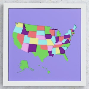 USA Map Shadow Box, SVG Layered Design für Cricut Silhouette und andere Schneidemaschinen, USA Map Layered svg Shadowbox zum Schneiden