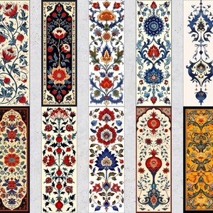 50 Oriental Pattern Printable Bookmarks, Arabic Digital Bookmark Sheets ...