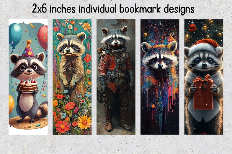 50 Raccoon Printable Bookmarks, Raccoon Digital Download Bookmark ...
