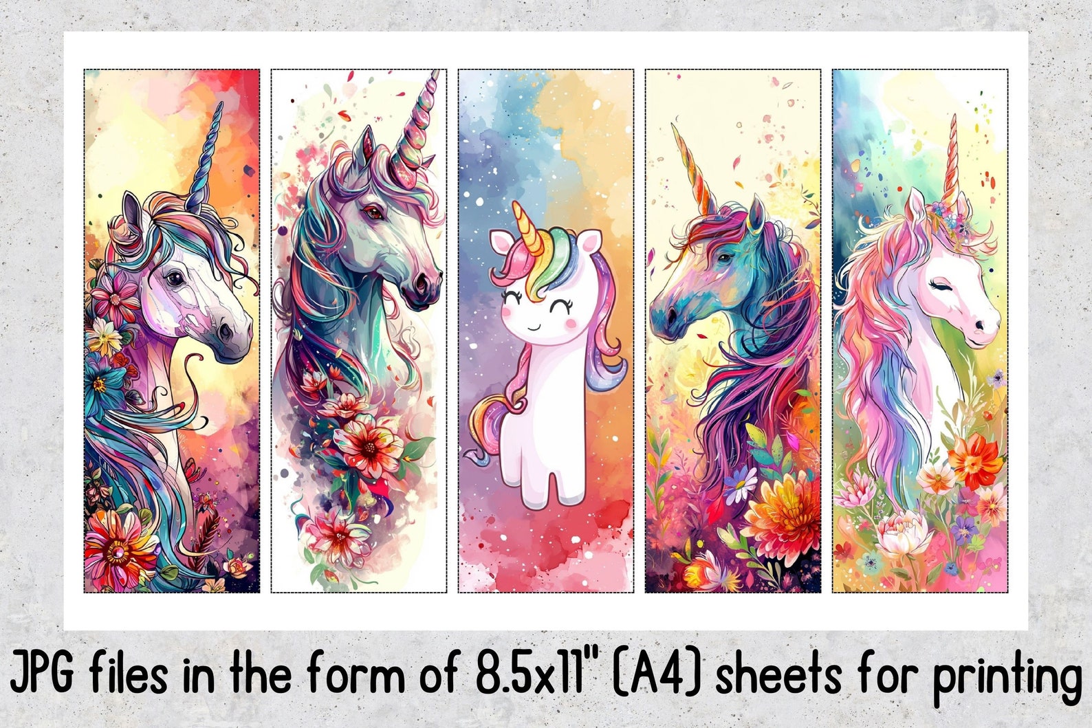 50 Unicorn Printable Bookmarks, Unicorn Digital Download Bookmark ...