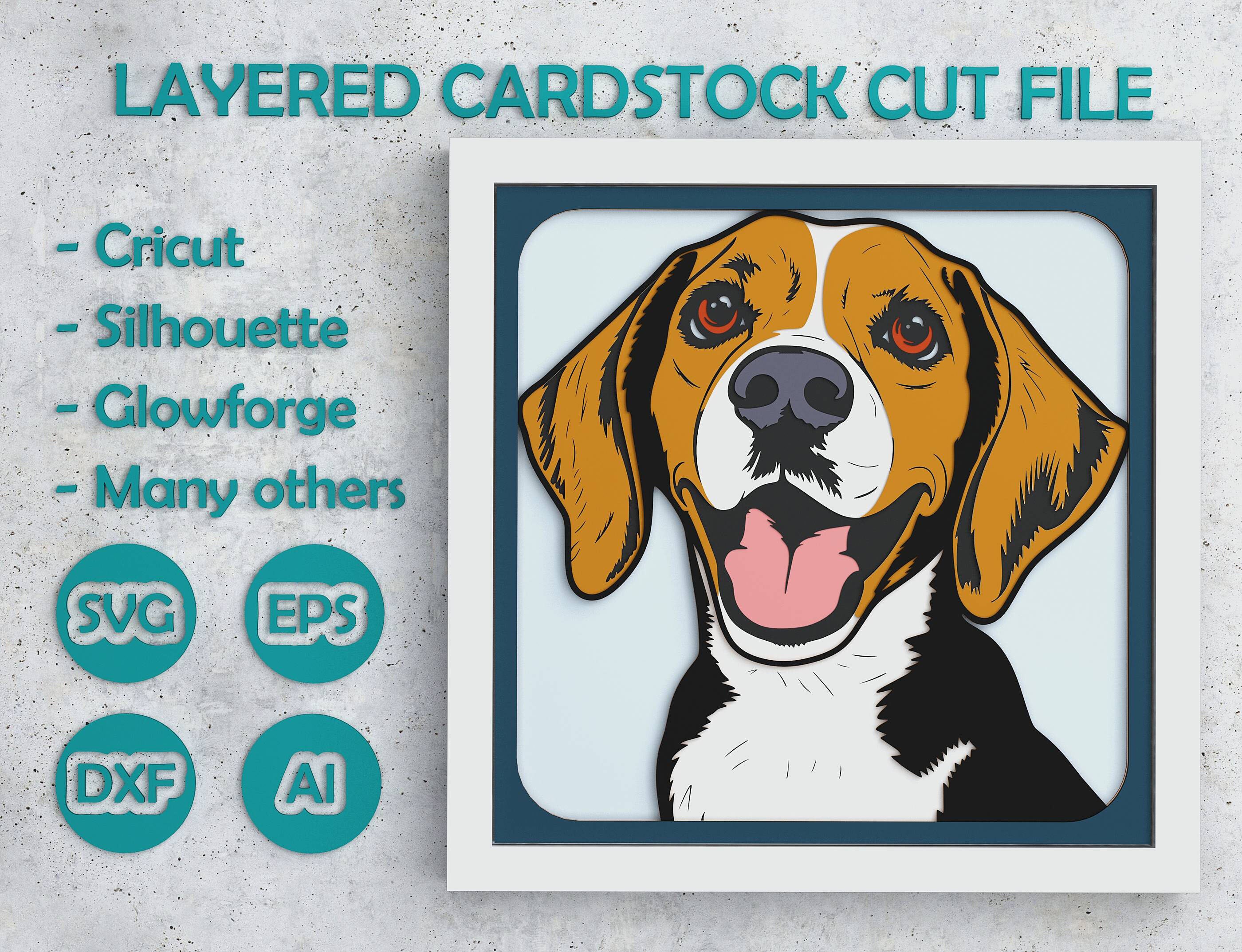 Beagle Shadow Box, SVG Layered Design for Cricut Silhouette, 3D Beagle ...