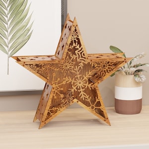 Étoile décorative de Noël pour la découpe laser, modèle numérique de lampe étoile de Noël, fichier de coupe SVG Glowforge lampe étoile, fichier de découpe lampe étoile