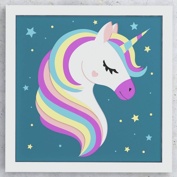 Unicorn Head Shadow Box, 3D Unicorn SVG Head Layered design for Cricut Silhouette Glowforge, 3D Unicorn layered SVG Shadowbox Mandala Unicorn Head Shadow Box, 3D Unicorn SVG Head Layered design for Cricut Silhouette Glowforge, 3D Unicorn layered SVG Shadowbox Mandala