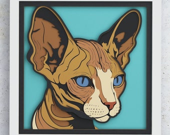 Sphinx Cat Shadow Box, Sphinx Cat SVG Layered design for Cricut Silhouette Glowforge, Sphinx Cat layered SVG Shadowbox, Sphinx Cat mandala
