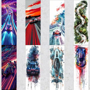 50 Racing Car Printable Bookmarks, Racing Car Digital Download Bookmark ...