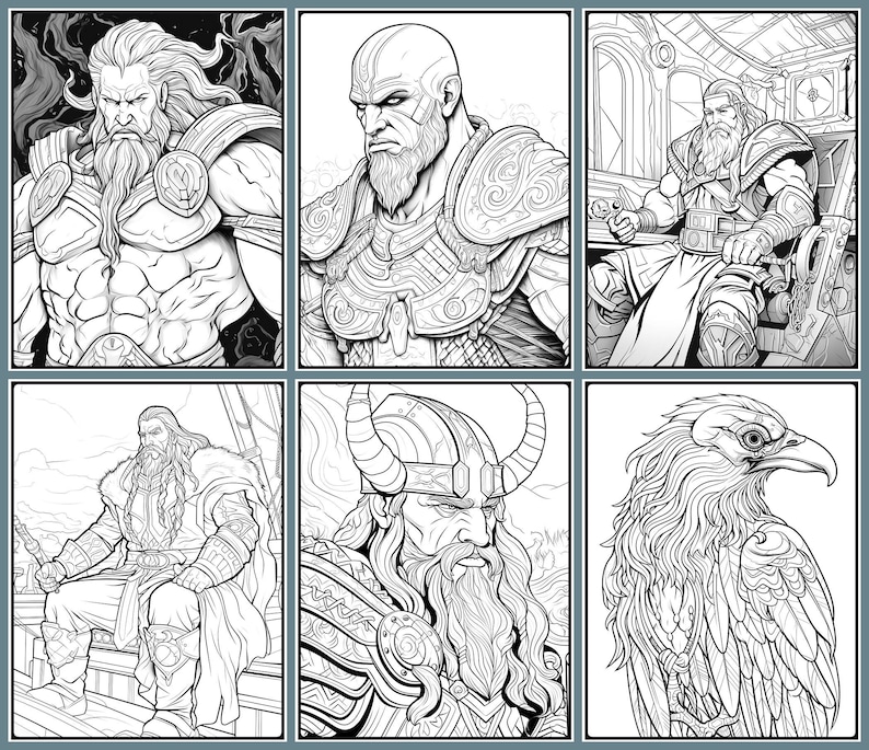 50 Norse Mythology Coloring Pages, Adults Printable Coloring Page With ...