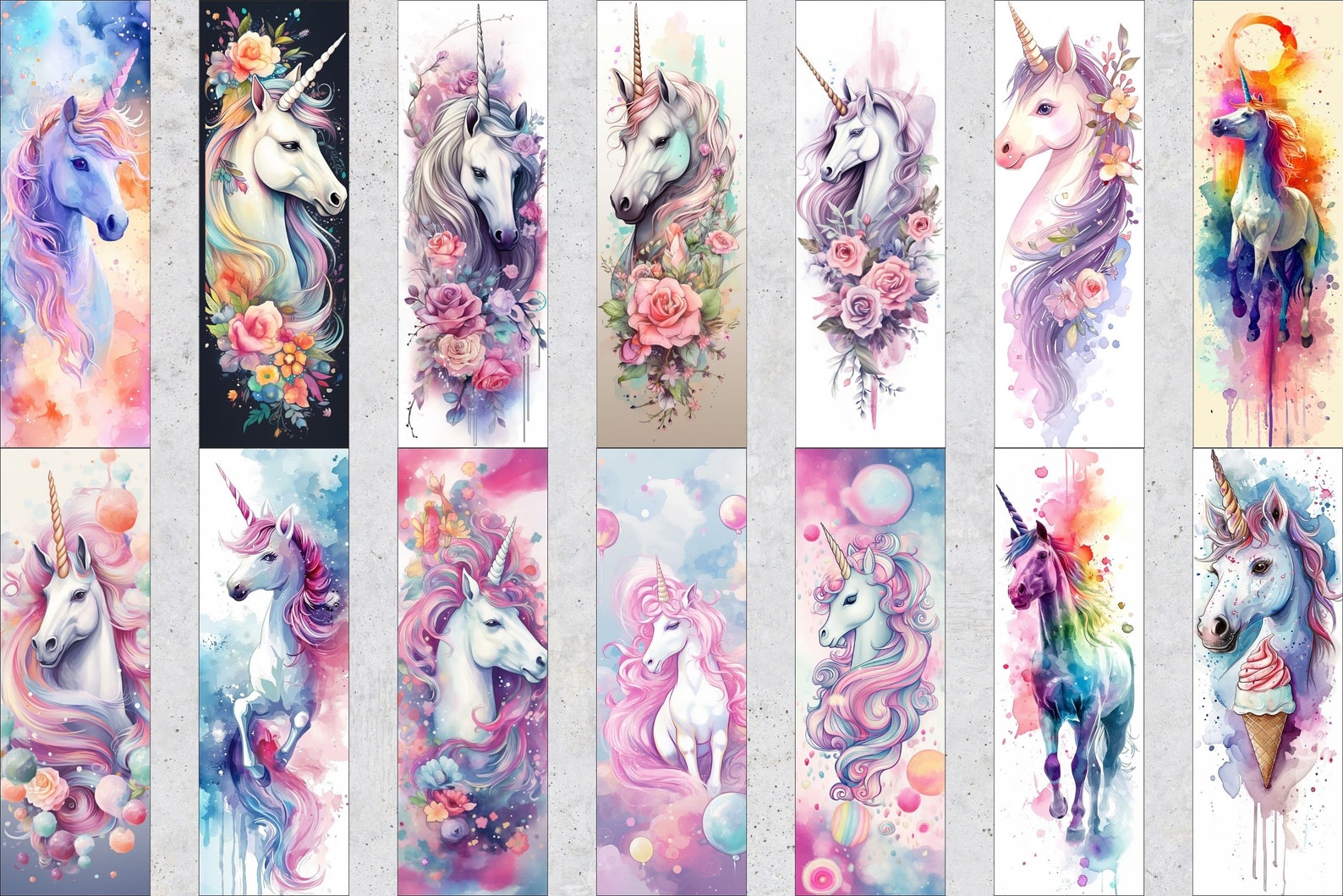50 Unicorn Printable Bookmarks, Unicorn Digital Download Bookmark ...