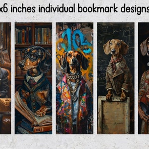 50 Stylish Dachshund Printable Bookmarks, Dachshund Digital Bookmark ...