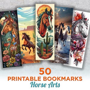 50 Horse Printable Bookmarks, Horse Digital Bookmark Sheets, Horse  PNG bookmark sublimation, Horse Print and Cut Bookmarks Set