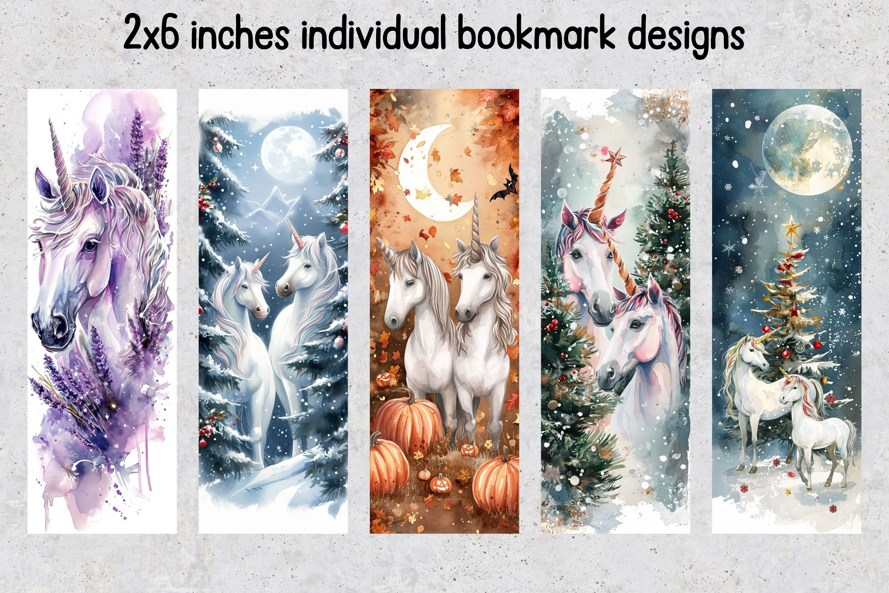 50 Unicorn Printable Bookmarks, Unicorn Digital Download Bookmark ...