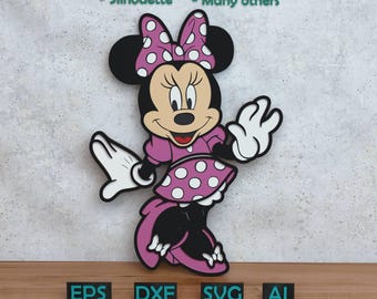 Cartoon Mouse Layered Design for Laser And Paper Cutting, Cartoon Mouse SVG DXF for Cricut & Silhouette X-Tool Glowforge, Shadow box design
