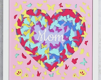 Mothers Day Shadow Box, Butterfly SVG Layered design for Cricut and Silhouette, Mom layered SVG Light Box, Mother Vector file for cutting