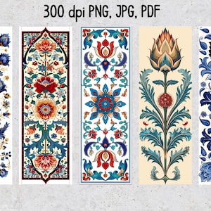 50 Oriental Pattern Printable Bookmarks, Arabic Digital Bookmark Sheets ...