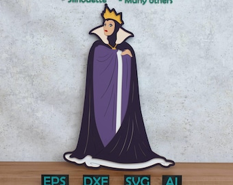 Cartoon Evil Queen Layered Design for Laser And Paper Cutting, Cartoon Evil Queen SVG DXF for Cricut & Silhouette Glowforge Shadow box