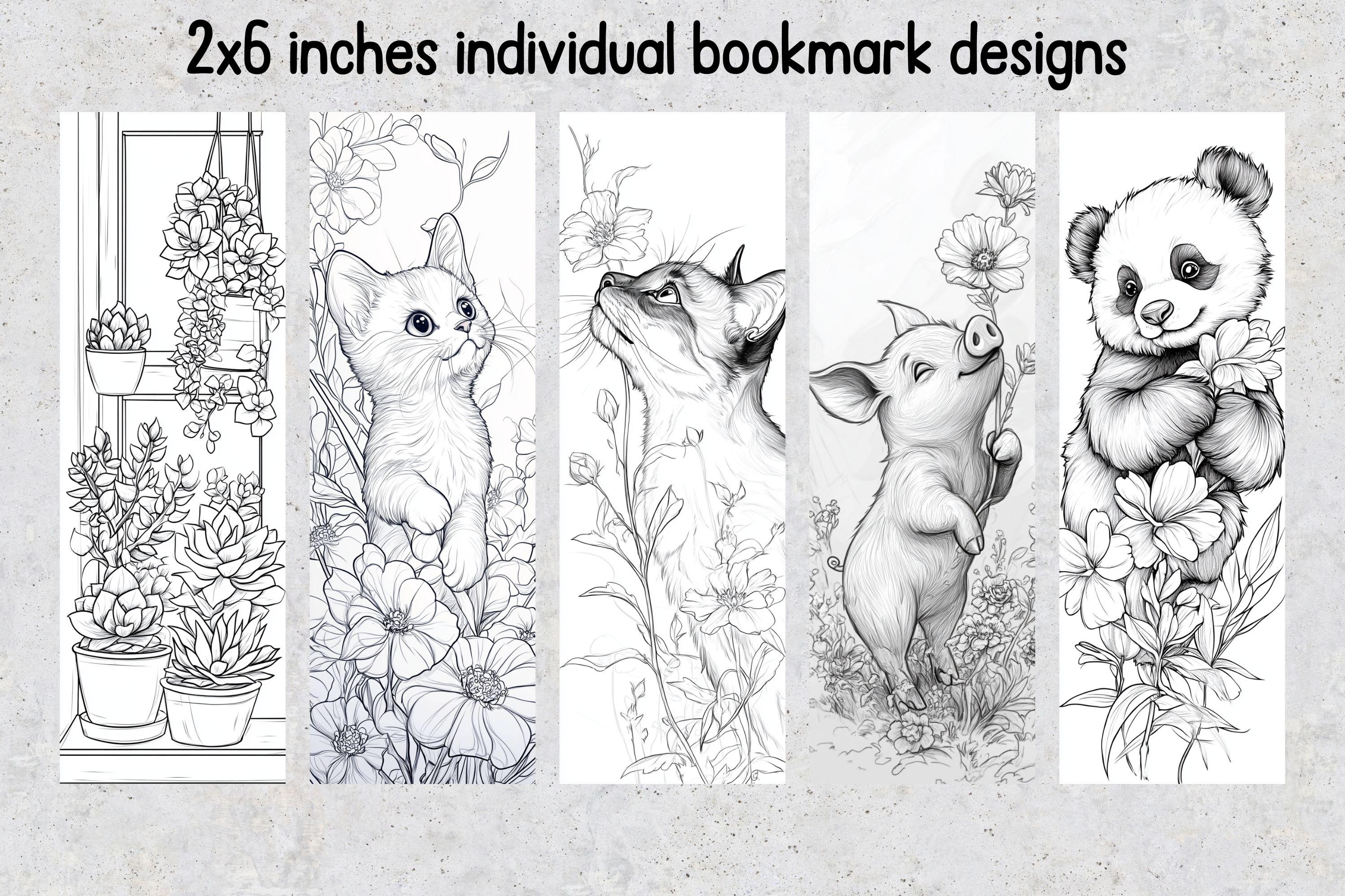 50 Printable Bookmarks for Coloring Flowers, Floral Digital Download ...