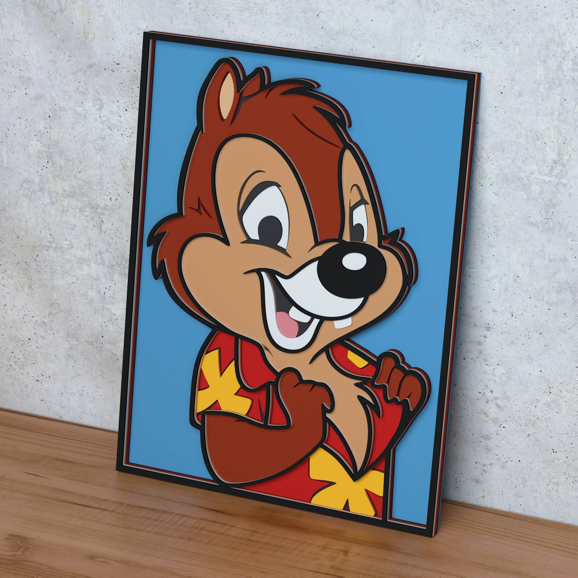 Cartoon Chipmunk Layered Design for Laser and Paper Cutting, Dale SVG ...