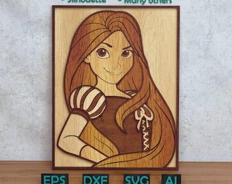 Cartoon Princess Layered Design for Laser And Paper Cutting, Cartoon Princess SVG DXF for Cricut & Silhouette Glowforge Shadow box