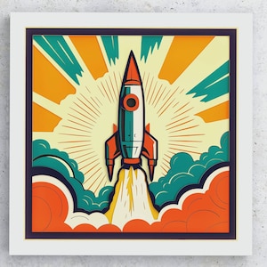 Space Launch Shadow Box, Rocket SVG gelaagd ontwerp voor Cricut Silhouette, Rocket gelaagde SVG Shadowbox, Rocket Cricut ontwerp, Rocket vector