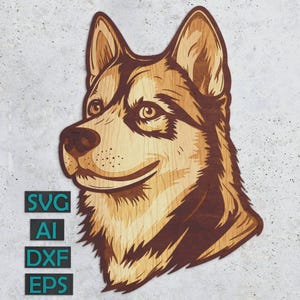 Husky Layered Design For Laser Cutting, SVG DXF Husky Digital Design For Cutting, Multi Layered Husky Model For Glowforge