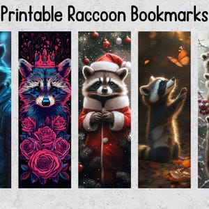 50 Raccoon Printable Bookmarks, Raccoon Digital Download Bookmark ...
