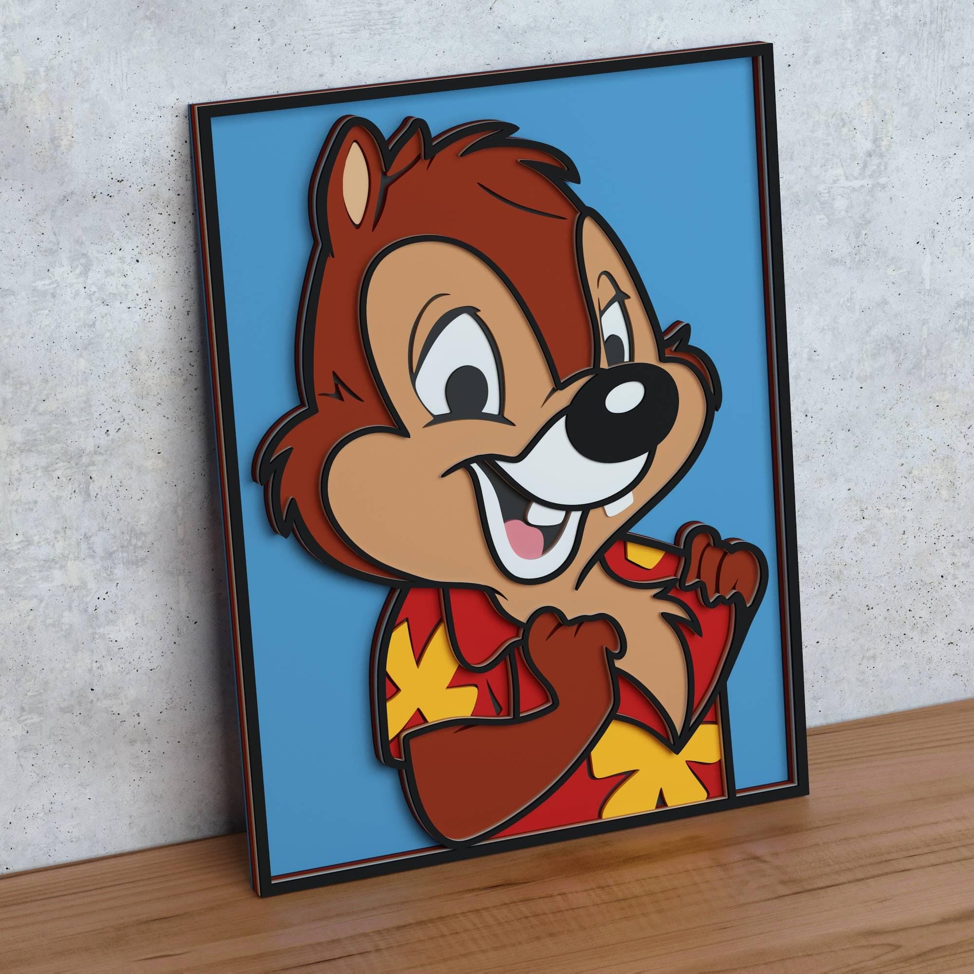 Cartoon Chipmunk Layered Design for Laser and Paper Cutting, Dale SVG ...