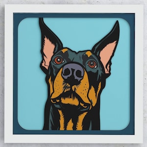 Doberman Shadow Box, Doberman SVG Layered design for Cricut Silhouette, 3D Doberman layered SVG Shadowbox, Doberman Shadow Box for Cricut
