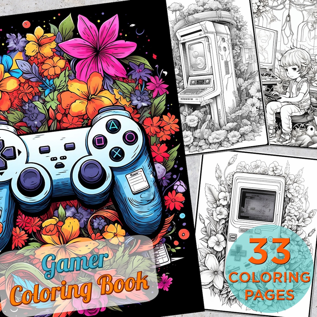 33 Gamer Coloring Pages, Gamer Adults Printable Coloring Page, Game