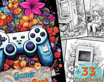 33 Gamer Coloring Pages, Gamer Adults Printable Coloring Page, Game Controller Drawings Coloring pages, Gamer Digital Coloring Book